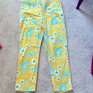 LILLY PULITZER CROPPED MONKEY PRINT PANTS